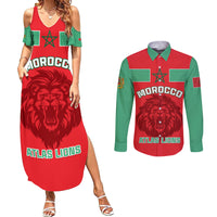 Morocco Football Couples Matching Summer Maxi Dress and Long Sleeve Button Shirt Go The Atlas Lions - Wonder Print Shop