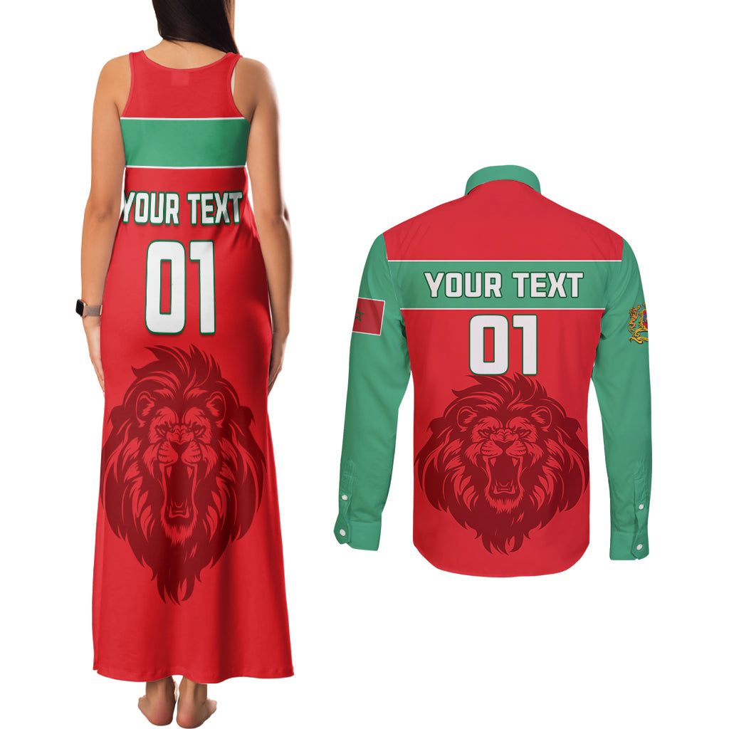 Morocco Football Couples Matching Tank Maxi Dress and Long Sleeve Button Shirt Go The Atlas Lions - Wonder Print Shop
