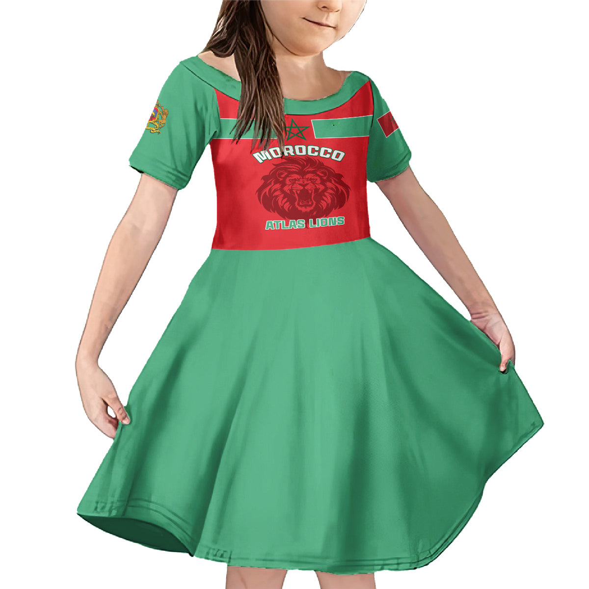 Morocco Football Family Matching Mermaid Dress and Hawaiian Shirt Go The Atlas Lions - Wonder Print Shop