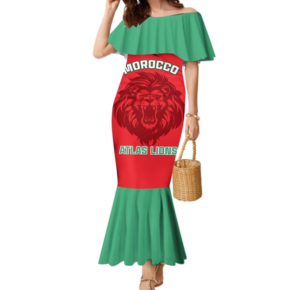 Morocco Football Family Matching Mermaid Dress and Hawaiian Shirt Go The Atlas Lions - Wonder Print Shop