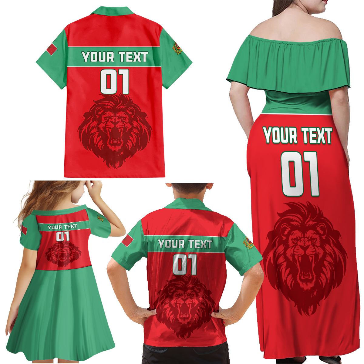 Morocco Football Family Matching Off Shoulder Maxi Dress and Hawaiian Shirt Go The Atlas Lions - Wonder Print Shop