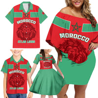 Morocco Football Family Matching Off Shoulder Short Dress and Hawaiian Shirt Go The Atlas Lions - Wonder Print Shop