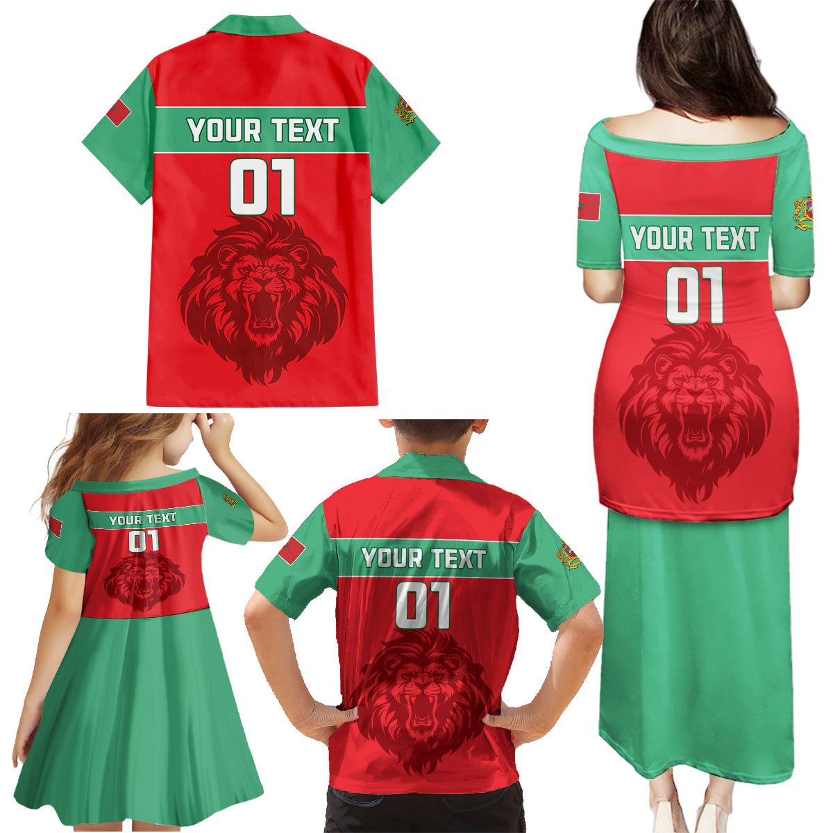Morocco Football Family Matching Puletasi and Hawaiian Shirt Go The Atlas Lions - Wonder Print Shop