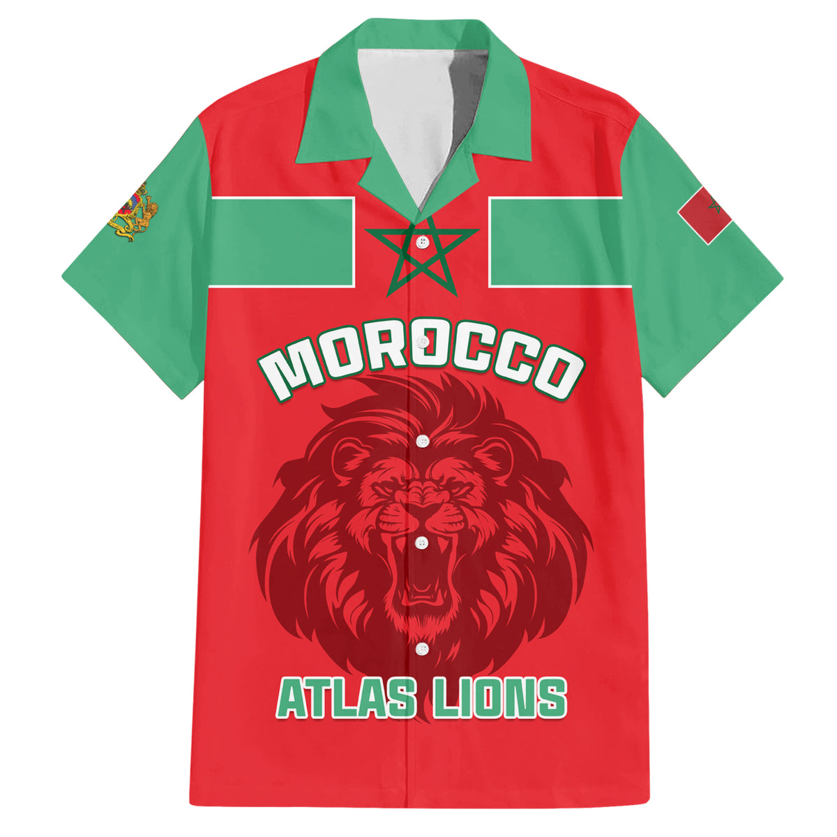 Morocco Football Family Matching Short Sleeve Bodycon Dress and Hawaiian Shirt Go The Atlas Lions - Wonder Print Shop
