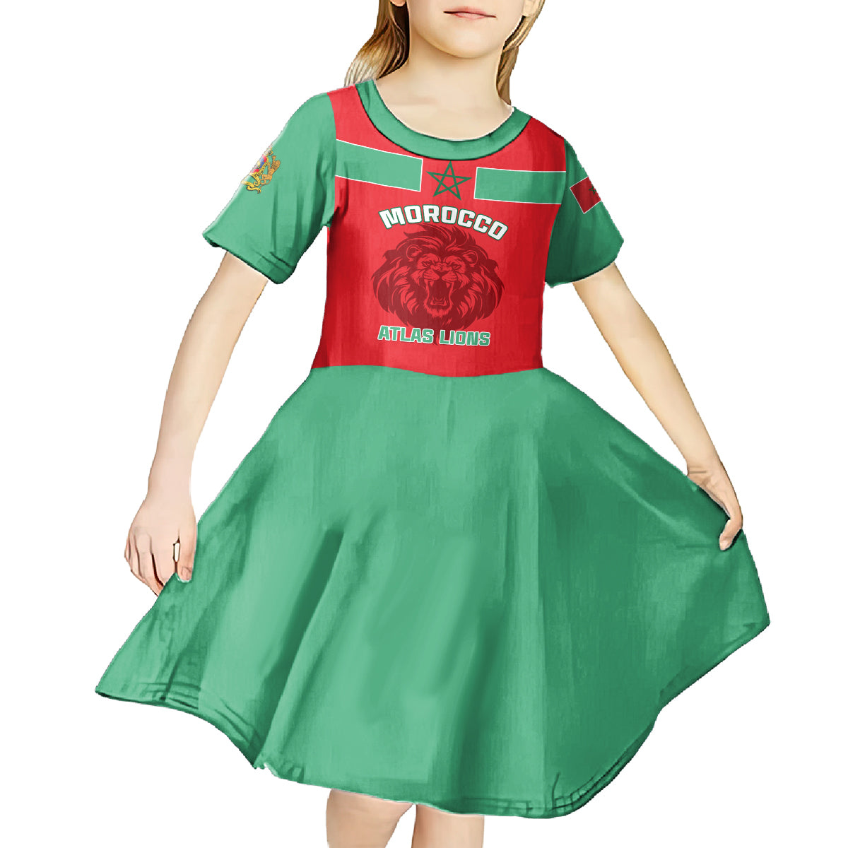 Morocco Football Kid Short Sleeve Dress Go The Atlas Lions - Wonder Print Shop