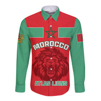 Morocco Football Long Sleeve Button Shirt Go The Atlas Lions - Wonder Print Shop
