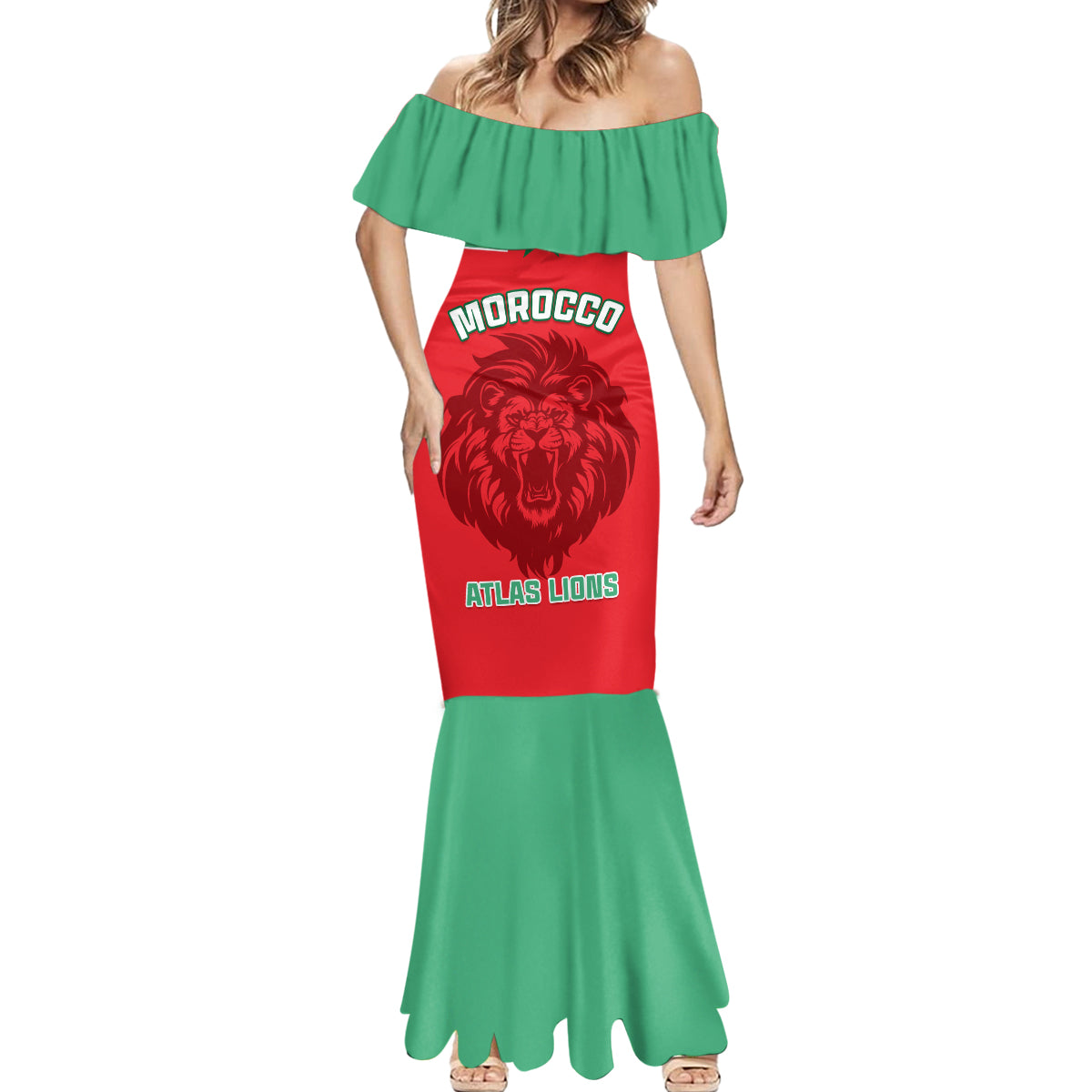 Morocco Football Mermaid Dress Go The Atlas Lions - Wonder Print Shop