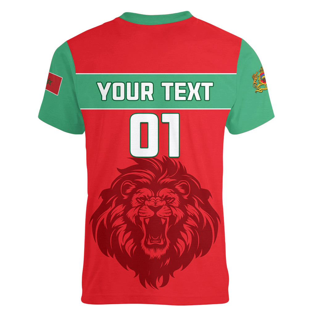 Morocco Football Women V Neck T Shirt Go The Atlas Lions - Wonder Print Shop