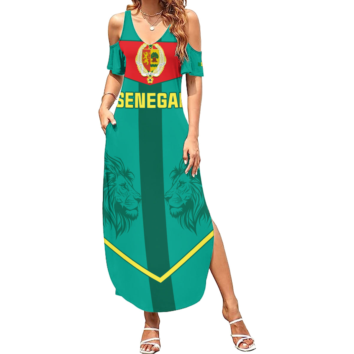 Senegal Football Family Matching Summer Maxi Dress and Hawaiian Shirt Go Lions of Teranga - Wonder Print Shop