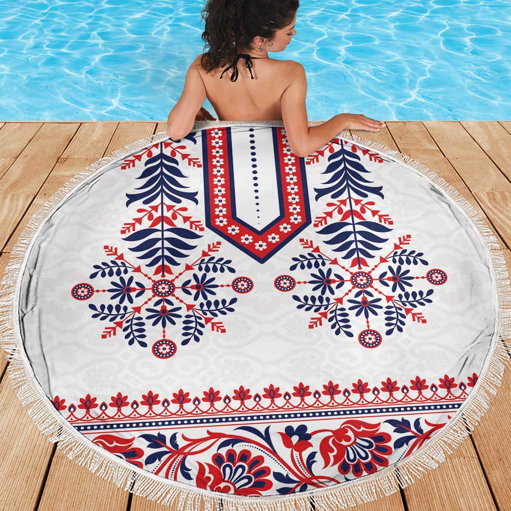 Panama Pollera Traditional Pattern Beach Blanket