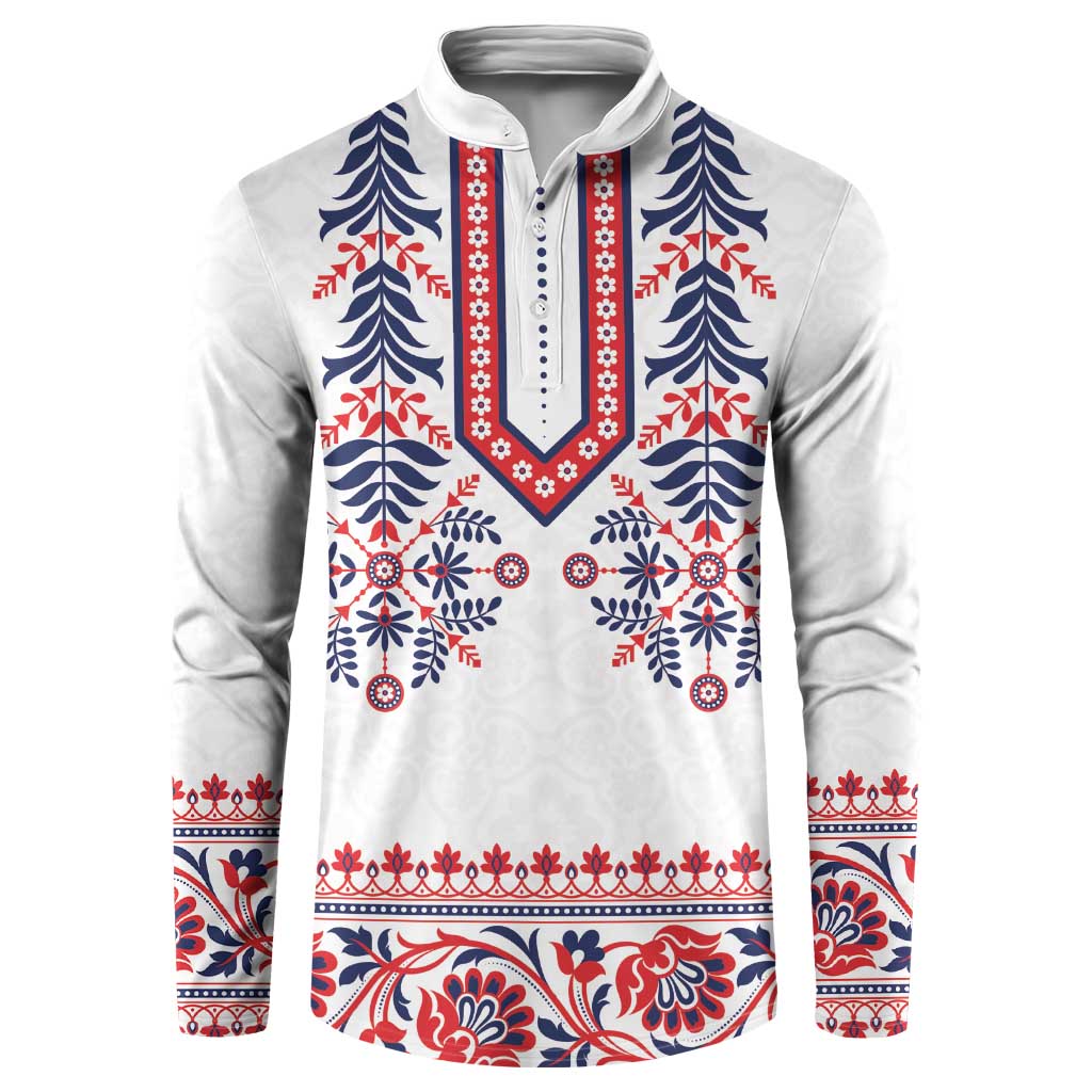 Panama Pollera Traditional Pattern Button Sweatshirt