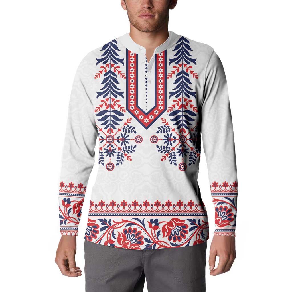 Panama Pollera Traditional Pattern Button Sweatshirt