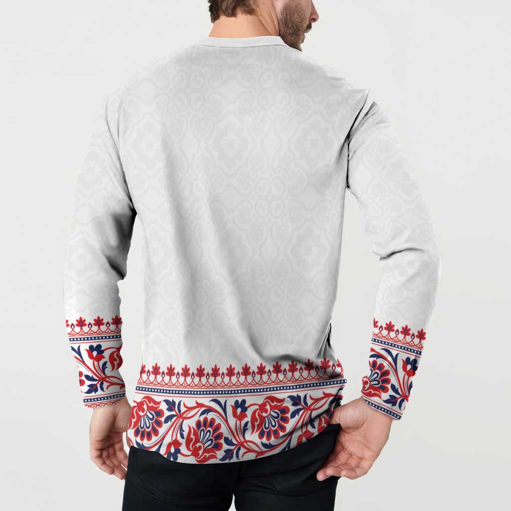 Panama Pollera Traditional Pattern Button Sweatshirt