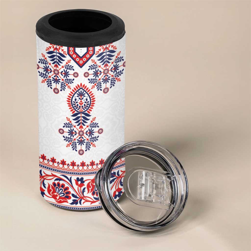 Panama Pollera Traditional Pattern 4 in 1 Can Cooler Tumbler