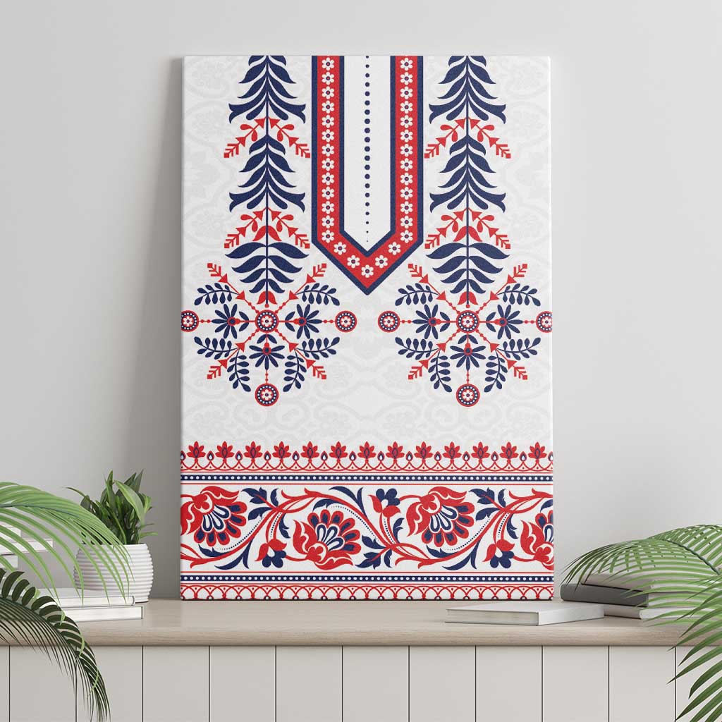 Panama Pollera Traditional Pattern Canvas Wall Art