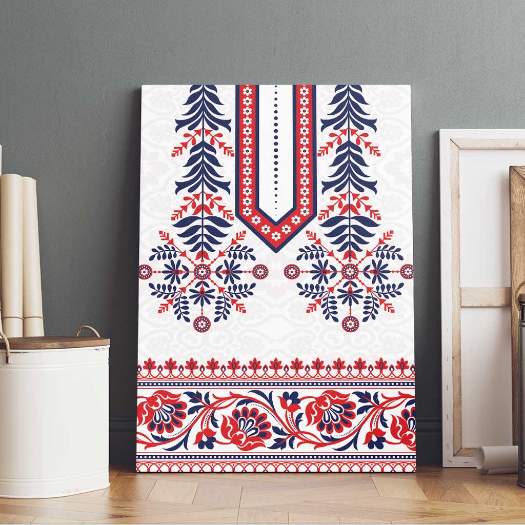 Panama Pollera Traditional Pattern Canvas Wall Art