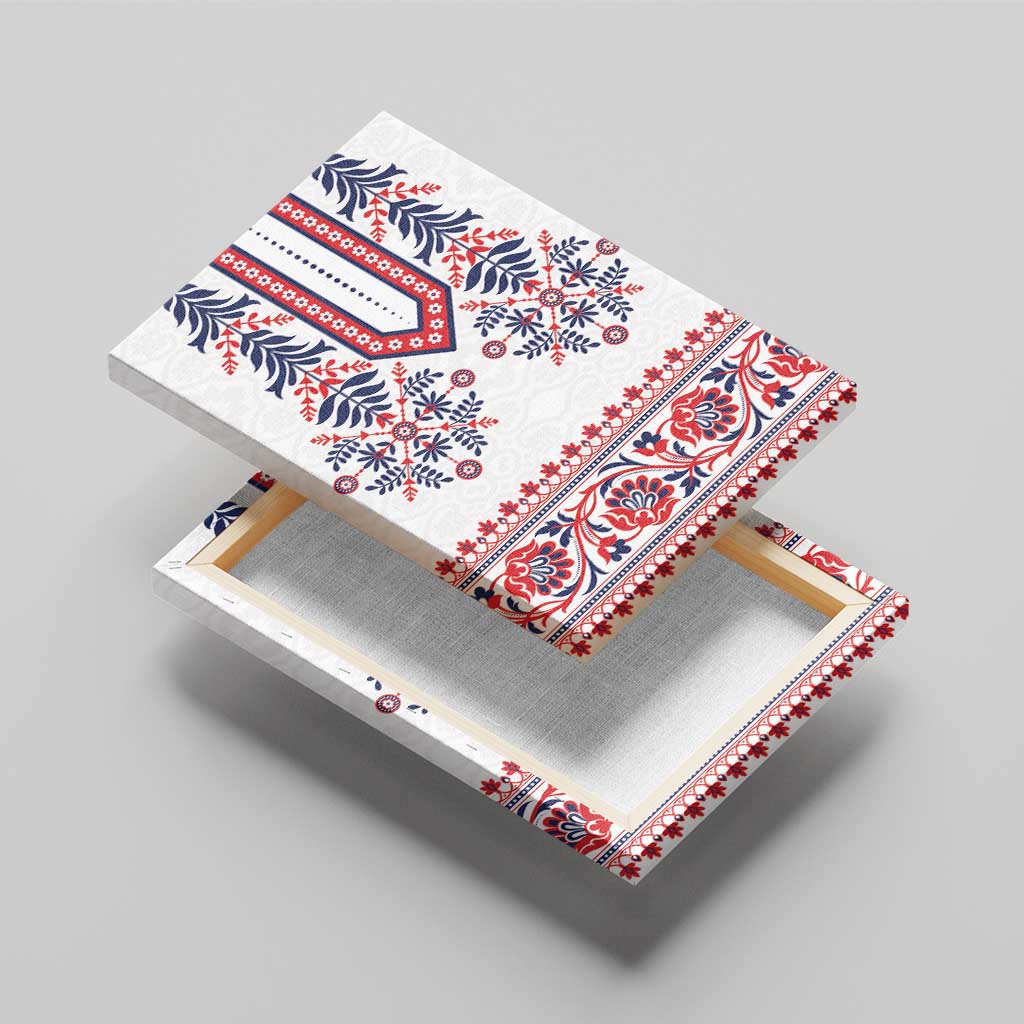 Panama Pollera Traditional Pattern Canvas Wall Art