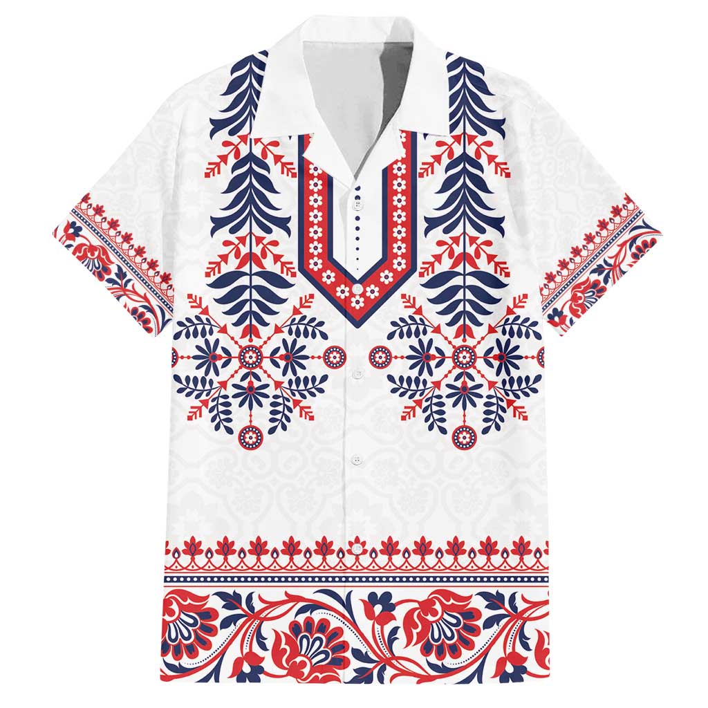 Panama Pollera Traditional Pattern Family Matching Long Sleeve Bodycon Dress and Hawaiian Shirt