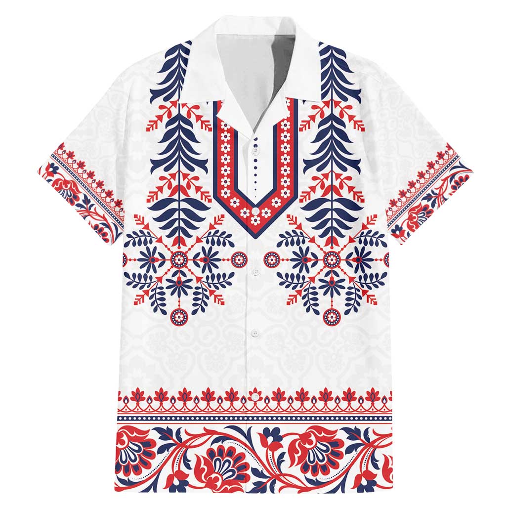 Panama Pollera Traditional Pattern Family Matching Mermaid Dress and Hawaiian Shirt