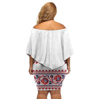 Panama Pollera Traditional Pattern Family Matching Off Shoulder Short Dress and Hawaiian Shirt