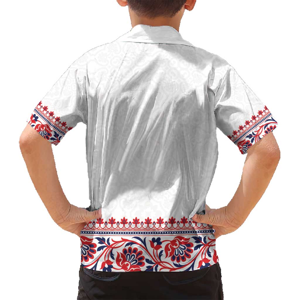 Panama Pollera Traditional Pattern Family Matching Puletasi and Hawaiian Shirt