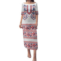 Panama Pollera Traditional Pattern Family Matching Puletasi and Hawaiian Shirt