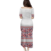 Panama Pollera Traditional Pattern Family Matching Puletasi and Hawaiian Shirt