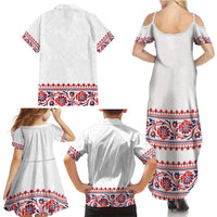 Panama Pollera Traditional Pattern Family Matching Summer Maxi Dress and Hawaiian Shirt