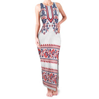 Panama Pollera Traditional Pattern Family Matching Tank Maxi Dress and Hawaiian Shirt