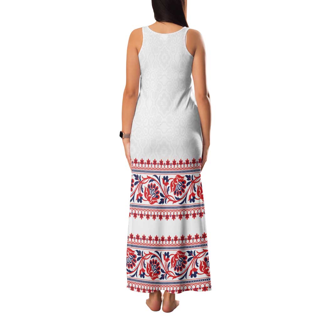 Panama Pollera Traditional Pattern Family Matching Tank Maxi Dress and Hawaiian Shirt