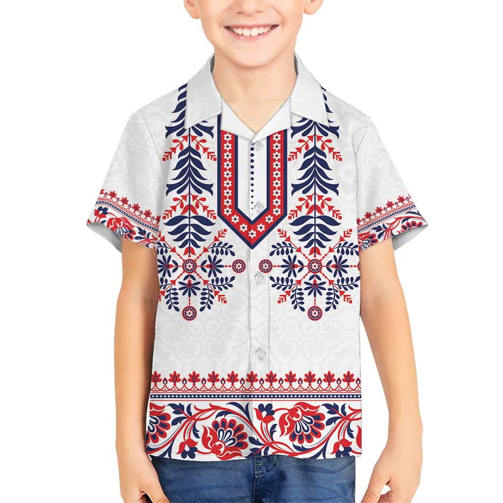 Panama Pollera Traditional Pattern Family Matching Tank Maxi Dress and Hawaiian Shirt