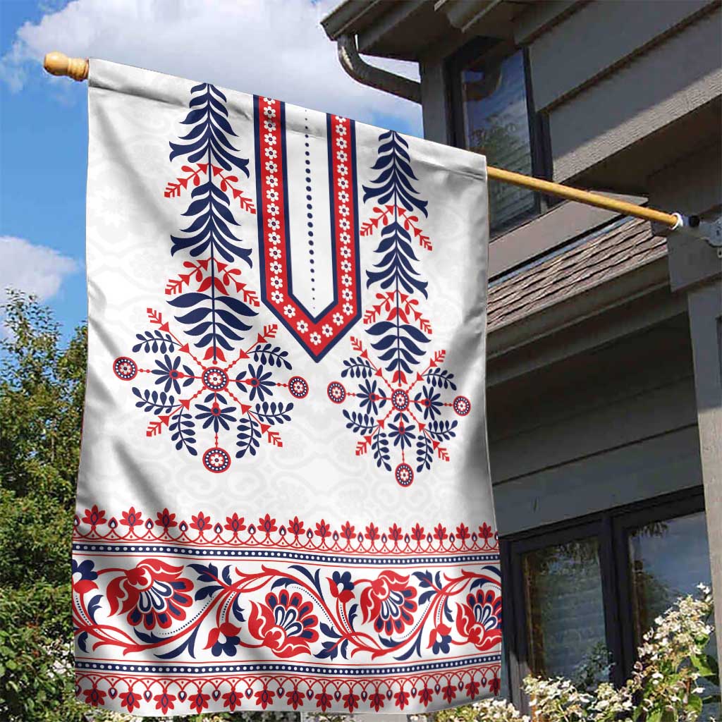 Panama Pollera Traditional Pattern Garden Flag