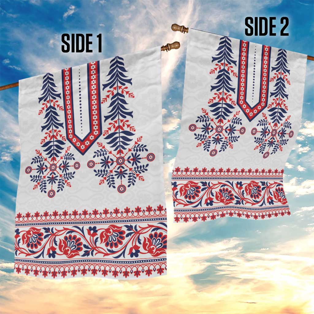 Panama Pollera Traditional Pattern Garden Flag