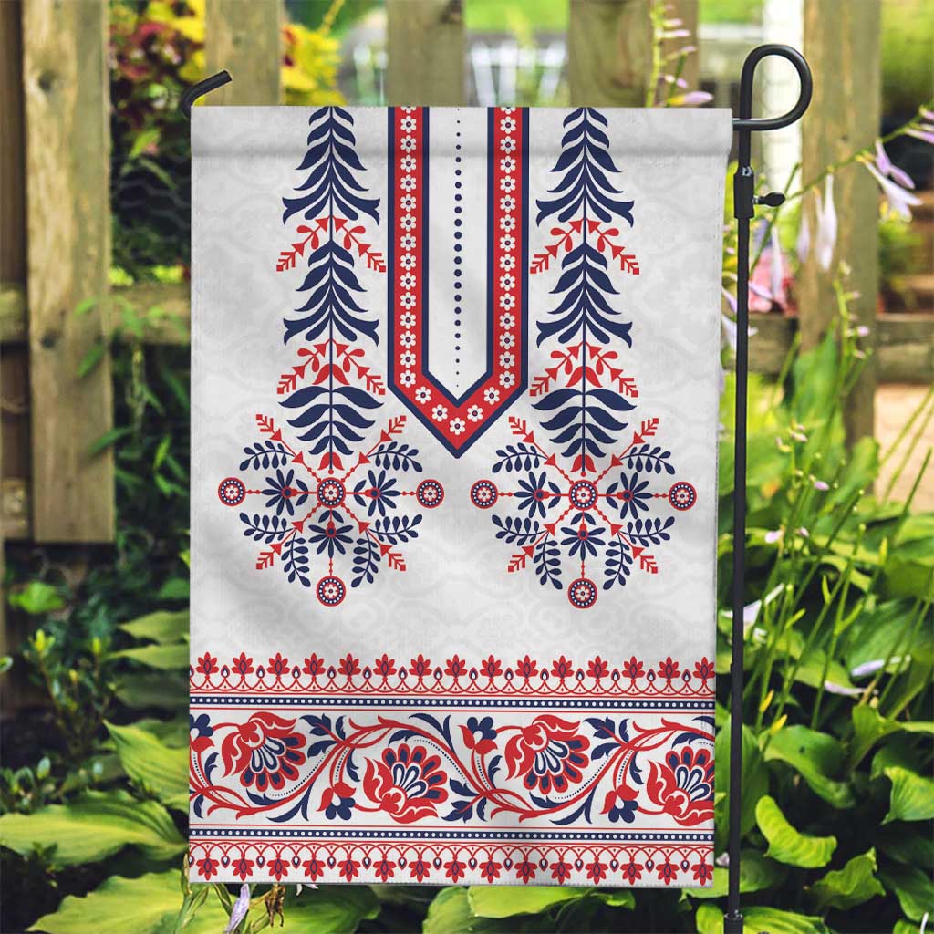 Panama Pollera Traditional Pattern Garden Flag