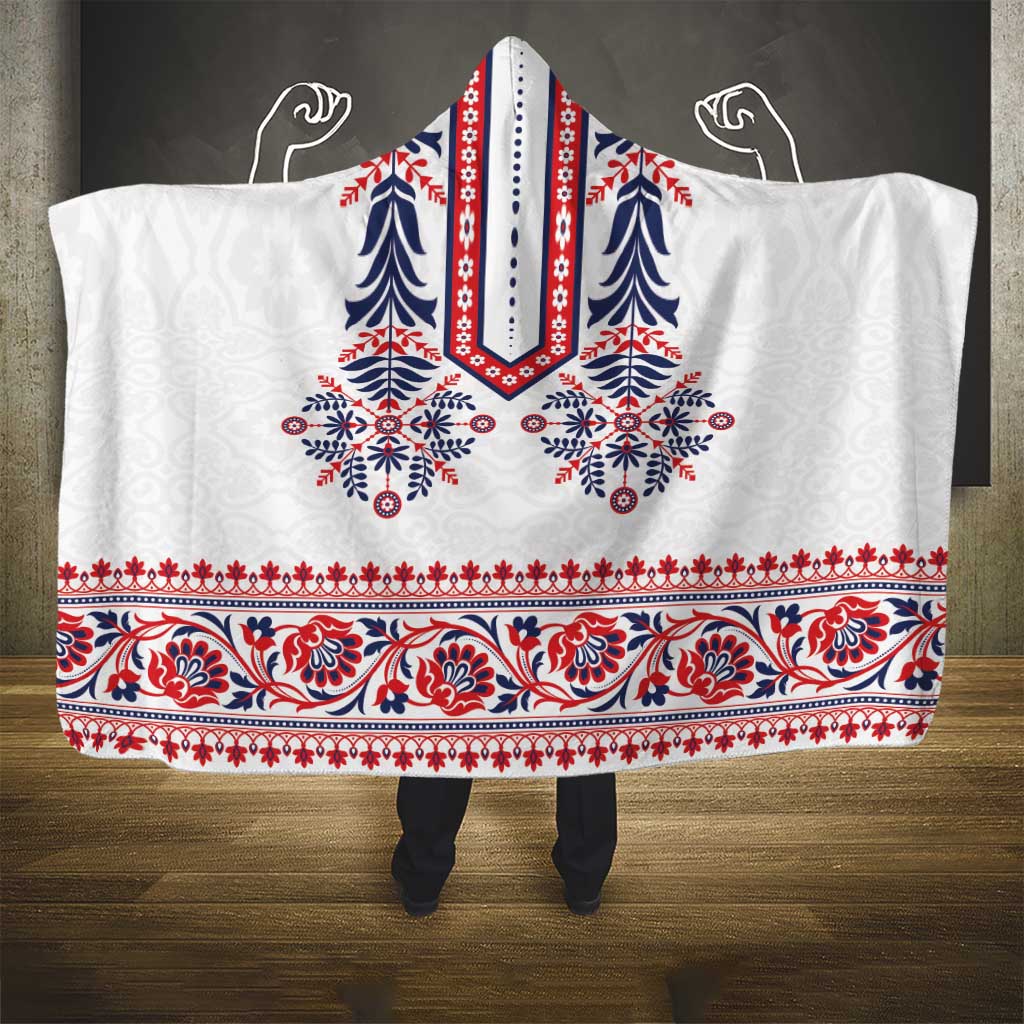 Panama Pollera Traditional Pattern Hooded Blanket