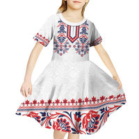 Panama Pollera Traditional Pattern Kid Short Sleeve Dress