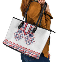 Panama Pollera Traditional Pattern Leather Tote Bag