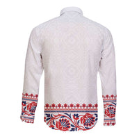 Panama Pollera Traditional Pattern Long Sleeve Button Shirt