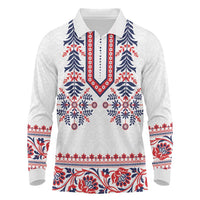 Panama Pollera Traditional Pattern Long Sleeve Polo Shirt