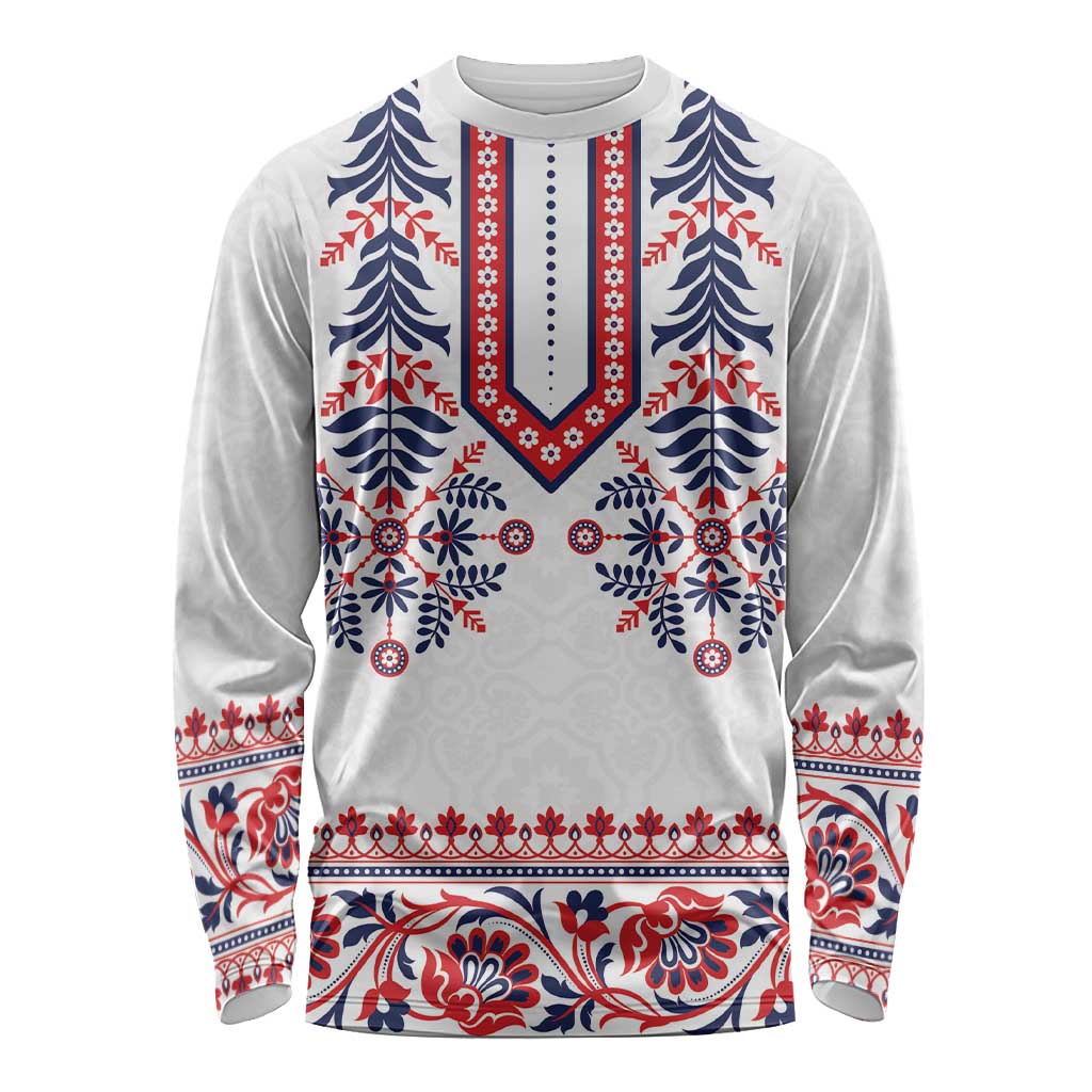 Panama Pollera Traditional Pattern Long Sleeve Shirt