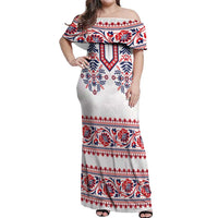 Panama Pollera Traditional Pattern Off Shoulder Maxi Dress