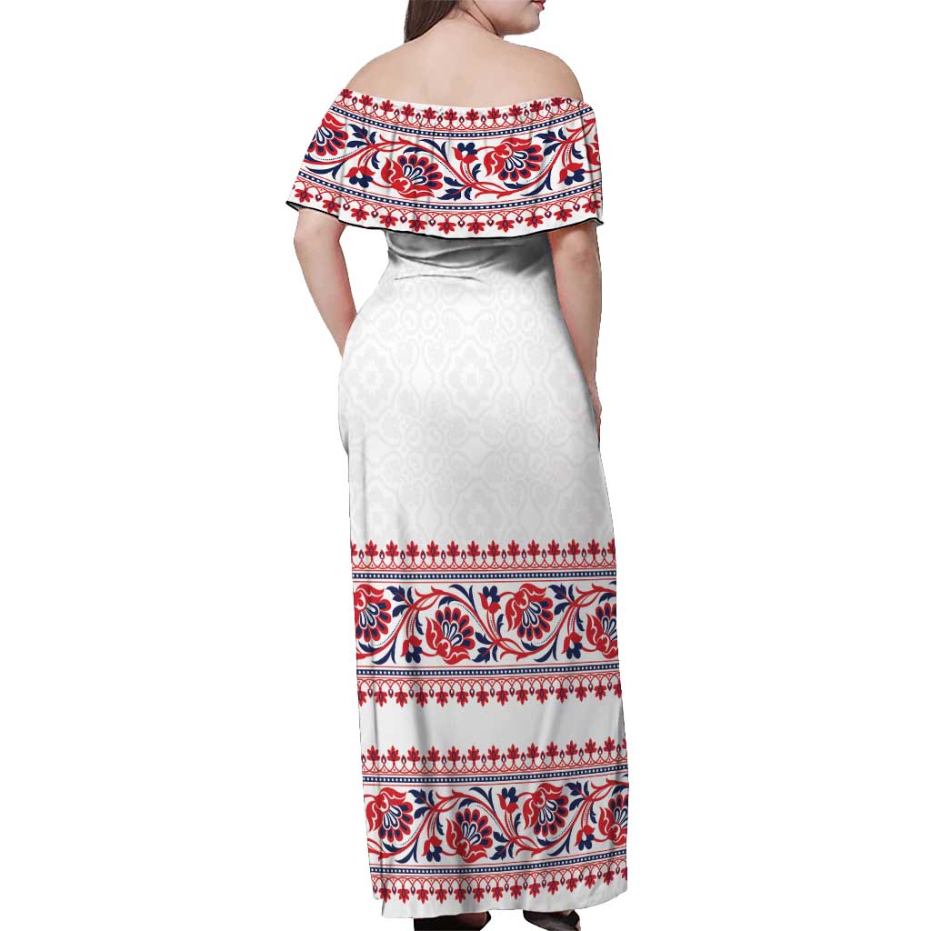 Panama Pollera Traditional Pattern Off Shoulder Maxi Dress