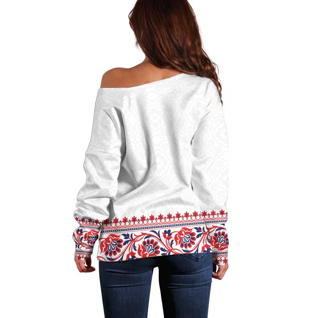 Panama Pollera Traditional Pattern Off Shoulder Sweater