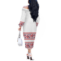 Panama Pollera Traditional Pattern Off The Shoulder Long Sleeve Dress
