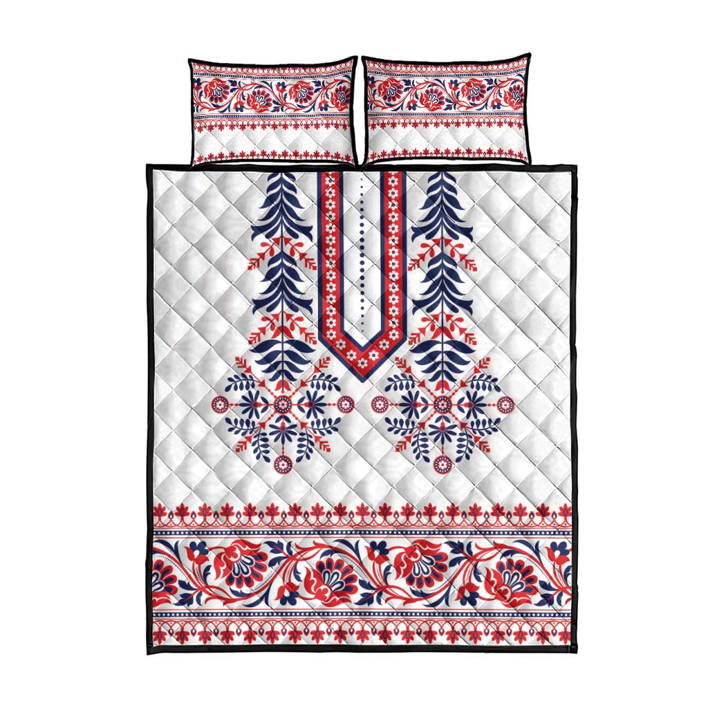 Panama Pollera Traditional Pattern Quilt Bed Set
