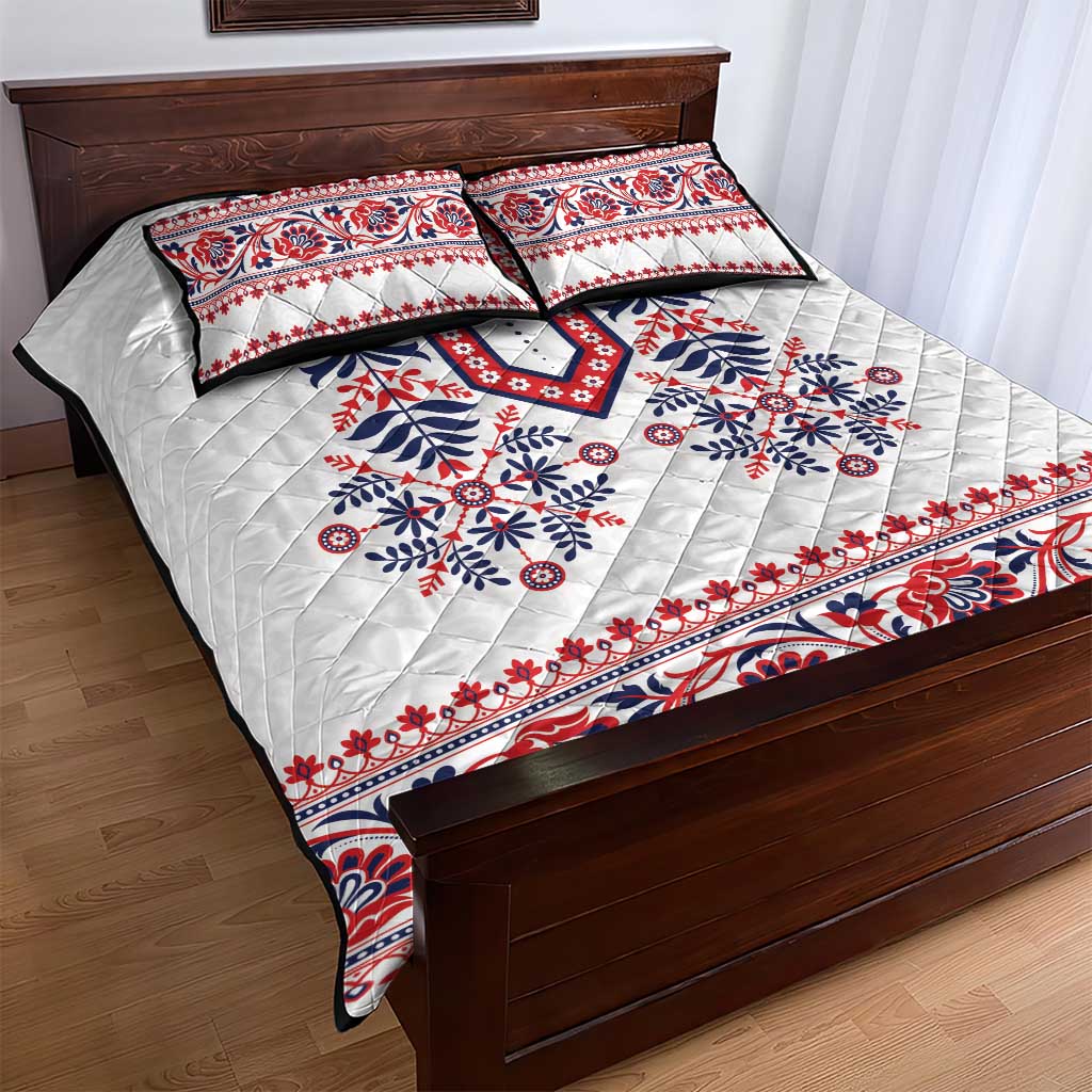 Panama Pollera Traditional Pattern Quilt Bed Set