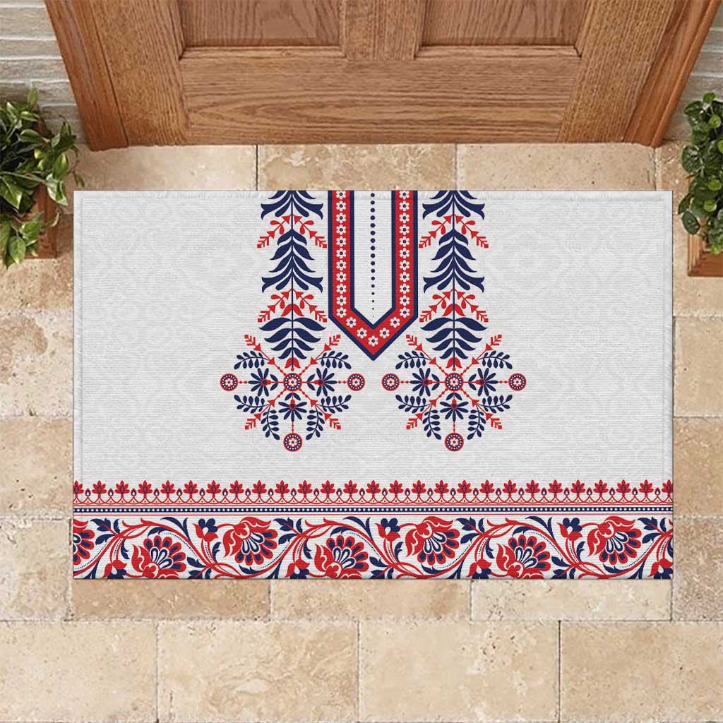 Panama Pollera Traditional Pattern Rubber Doormat