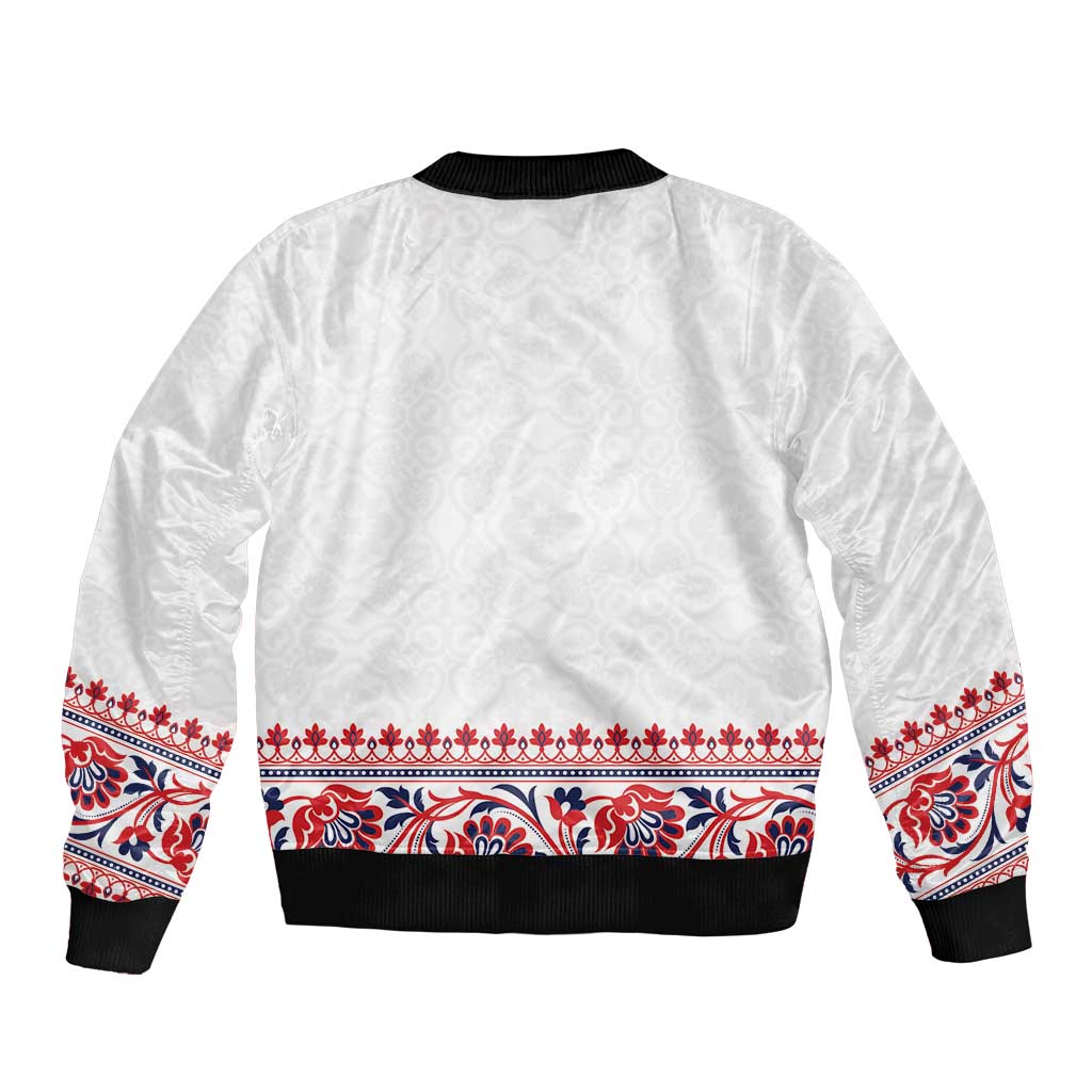 Panama Pollera Traditional Pattern Sleeve Zip Bomber Jacket