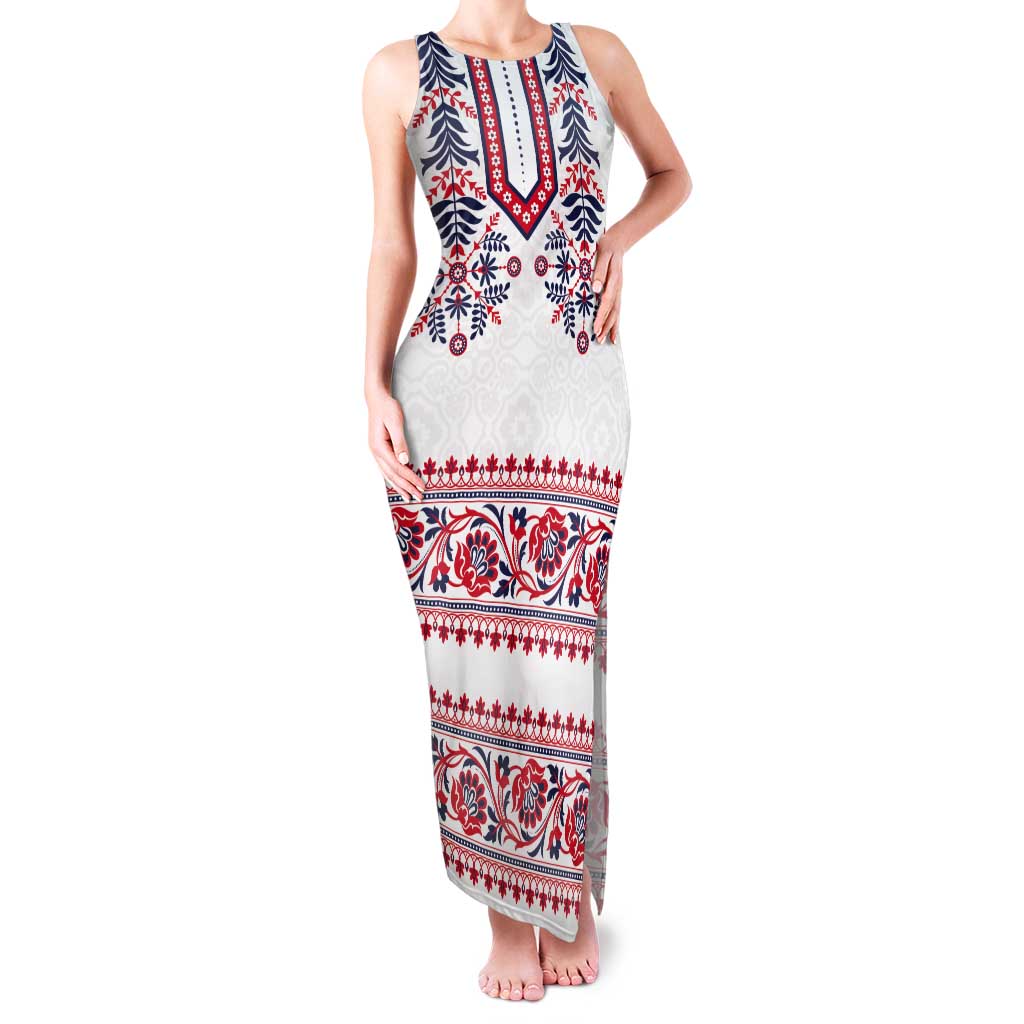 Panama Pollera Traditional Pattern Tank Maxi Dress