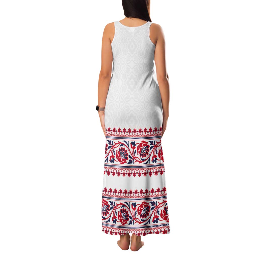 Panama Pollera Traditional Pattern Tank Maxi Dress